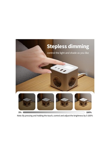 Honeybeeshop 1 Paket Siyah 8li 3 Ac Cikisli 2 Usb Portlu 2 Type C 15m Uzatma Kablosu Ev Ofis Seyahat Icin 3 Renk Modlu Ayarlanabilir Gece Isigi