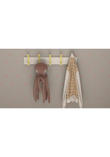 Hepsi3boyutlu Modern Duvar Kapı Askılık - 5 Adet Sarı Askılık Sarı