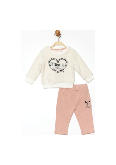 Minnie Lisanslı Bebek Peluş Takım 18371 Ekru - Pudra