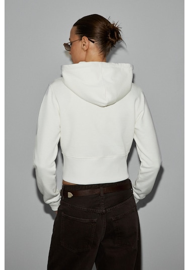 Grimelange Iressıne Kadın Kapüşonlu Fermuarlı Uzun Kollu Regular Beyaz Sweatshirt Beyaz