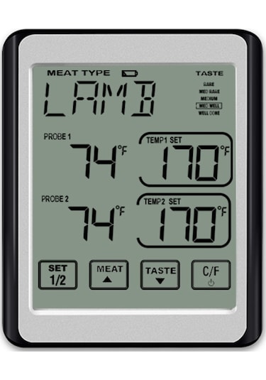 Sones Ch-212 Çift Prob Renkli Ekran Akıllı Alarm Izgara Mutfak Termometresi, Renk: Turuncu Arka Aydınlatma