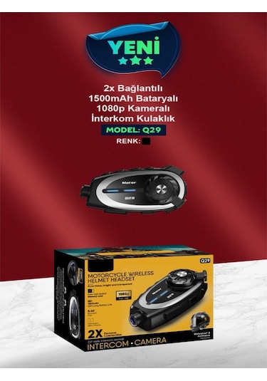 Q29 Ipx6 Su Geçirmez Kameralı Kask Kulaklığı 500m İnterkom Bluetooth 5.4 Motosiklet İçin