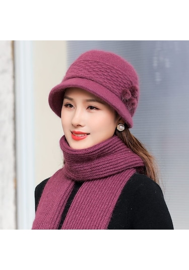 Arion Hs-01x Şık Şapka/bere Ve Atkı Takımı Bordo