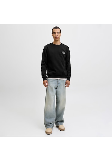 Jack&jones Makoto Crew Neck Erkek Siyah Yuvarlak Yaka Sweatshirt Siyah