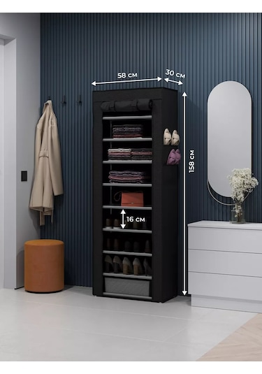 Whıte Cube Kapalı Ayakkabı Dolabı Girişte Ayakkabılar İçin Dolap 241973073 Siyah