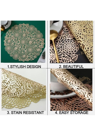 15 "preslenmiş Vinil Yuvarlak Placemats, 6 Set, Yemek Odaları 15,7x23,6 İnç