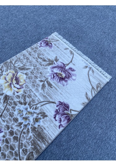 Mor Sarı Kesme Yolluk 80x230 Kesme Saçaklı Akrilik Halı