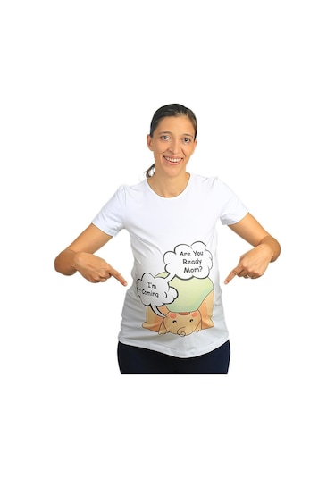 Mummy's Baby Hamile Tişört Are You Ready Beyaz 7716
