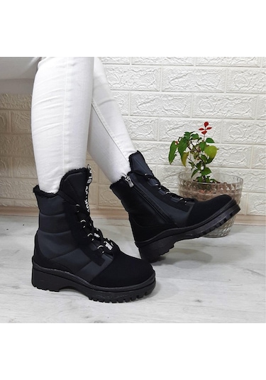 Twingo 875 Siyah Zümrüt İçi Kürklü Fermuarlı Bayan Bot 001