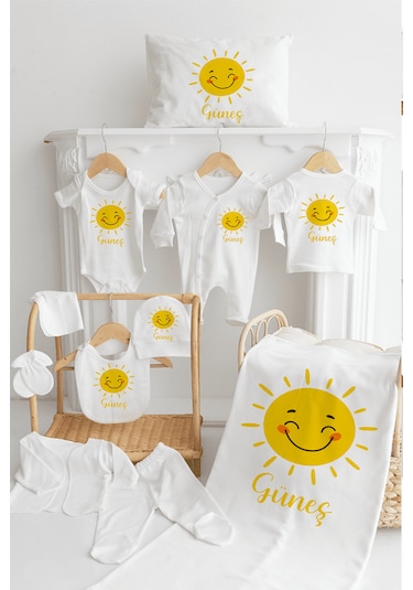 Bebewini Pamuk Baskılı 11'li İsimli Hastane Çıkışı M13 Ekru