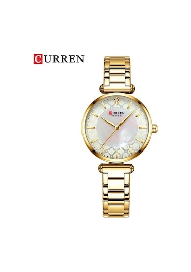 Novahub Altın Kadın Kuvars Saat 9072, Paslanmaz Çelik Bilezik, Üst Marka Moda, Ince Kuvars, Curren Marka Altın