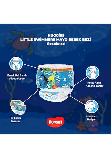 Huggies Little Swimmers 3-4 Numara 7-15 Kg 12'li Mayo Bez