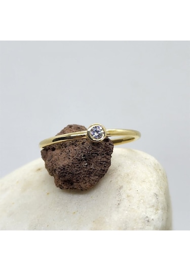 0,25 Ct Pırlanta Taşlı Sıvamalı 14 Ayar Tektaş Yüzük-0,25 Ct Sıva