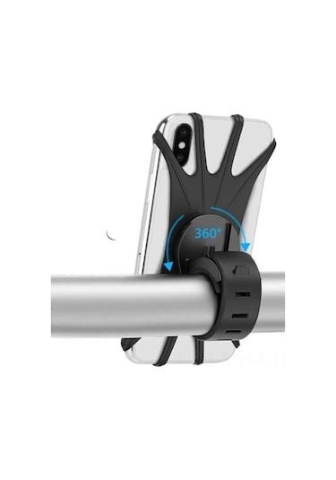 Geeksen Siyah Silikon Bisiklet Telefon Tutucu - Dönen, Esnek, Elektrikli Araçlar İçin Navigasyon Sabitleyici