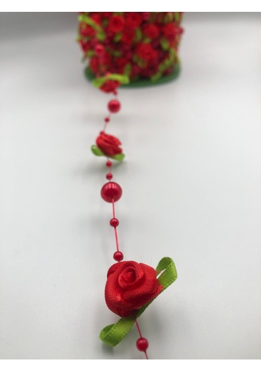 Kırmızı Güllü Misinalı 3 Metre