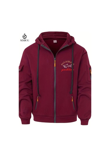 Erkek Sonbahar Ve Kış Fermuarlı Kapüşonlu Sweatshirt Siyah