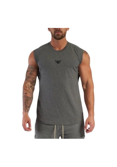 Erkek Nem Emici Hızlı Kuruma Atletik Teknik Performans Sporcu Sıfır Kol T-shirt Mg-atlet Füme