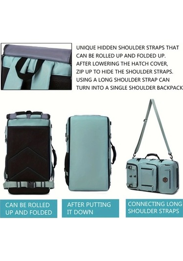 Pazly 50 Litre Siyah Unisex Seyahat Kamp Sirta Cantasi Ayakkabı, Usb Şarj, Ayarlanabilir Omuz Askısı, Genis Kapasiteli, Bolmeli, Polyester Siyah