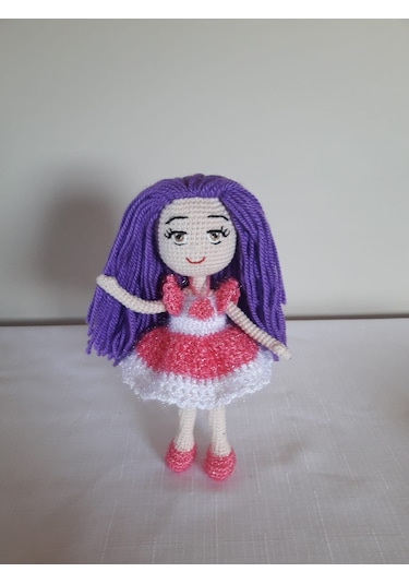 Amigurumi Mor Saçlı Minik Kız Bebek
