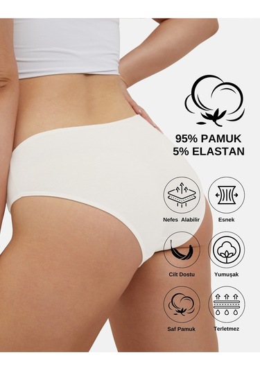 Alya Underwear Anne Kız Kombin Pamuklu Külot - Beyaz Slip İç Çamaşırı - 5'li Paket Bordo P27