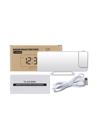 Dofolink Ts-9210 Beyaz Rgb Projeksiyon Saat - Led Ekran, 180 Döner Projektör, 6 Seviye Parlaklık, İki Alarm, Uyku Fonksiyonu, Ayna Yüzey