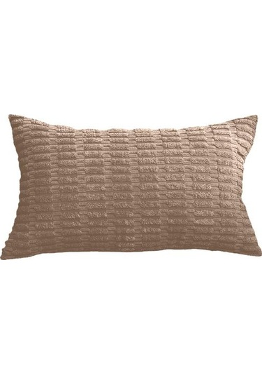 Açık Kahve 2 Adet Kadife Yastık Kollu İskandinav Düz Renk Kare Yastık Görünmez Fermuar Tasarımlı Yastık Kılıfı