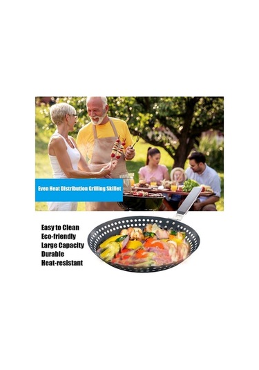 Pazly Yapışmaz Metal Katlanır Ahşap Saplı Izgara Tava H33818, Çok Renkli Çok Renkli