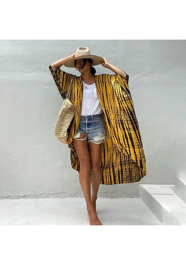 Ultra Plaj Cover Ups Mayo Güneş Koruyucu Gömlek Siyah Baskı Mayo Pelerin Tatil Bluz 2022 Rahat Gevşek Beachwear Kıyafetler 21668 Ultra Çok Renkli