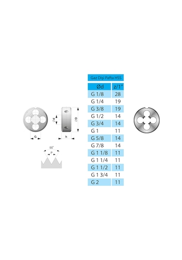 CZTOOLS Gaz Dişi Pafta G 3/8