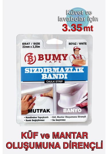 Bumy Küvet - Lavabo Kenar Sızdırmazlık Bandı 22mm X 3.35mt Beyaz