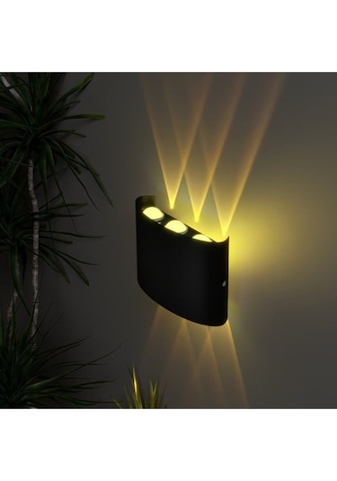 Şanled Dekoratif 10w Çift Yönlü Iç-diş Mekan Siyah Kasa Işik Duvar Aplik Amber 2'li Amber