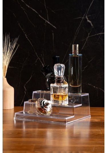 Mienda Home Şeffaf Pleksi Akrilik Merdiven Stand Baharatlık Standı Kozmetik Standı Organizeri Şeffaf