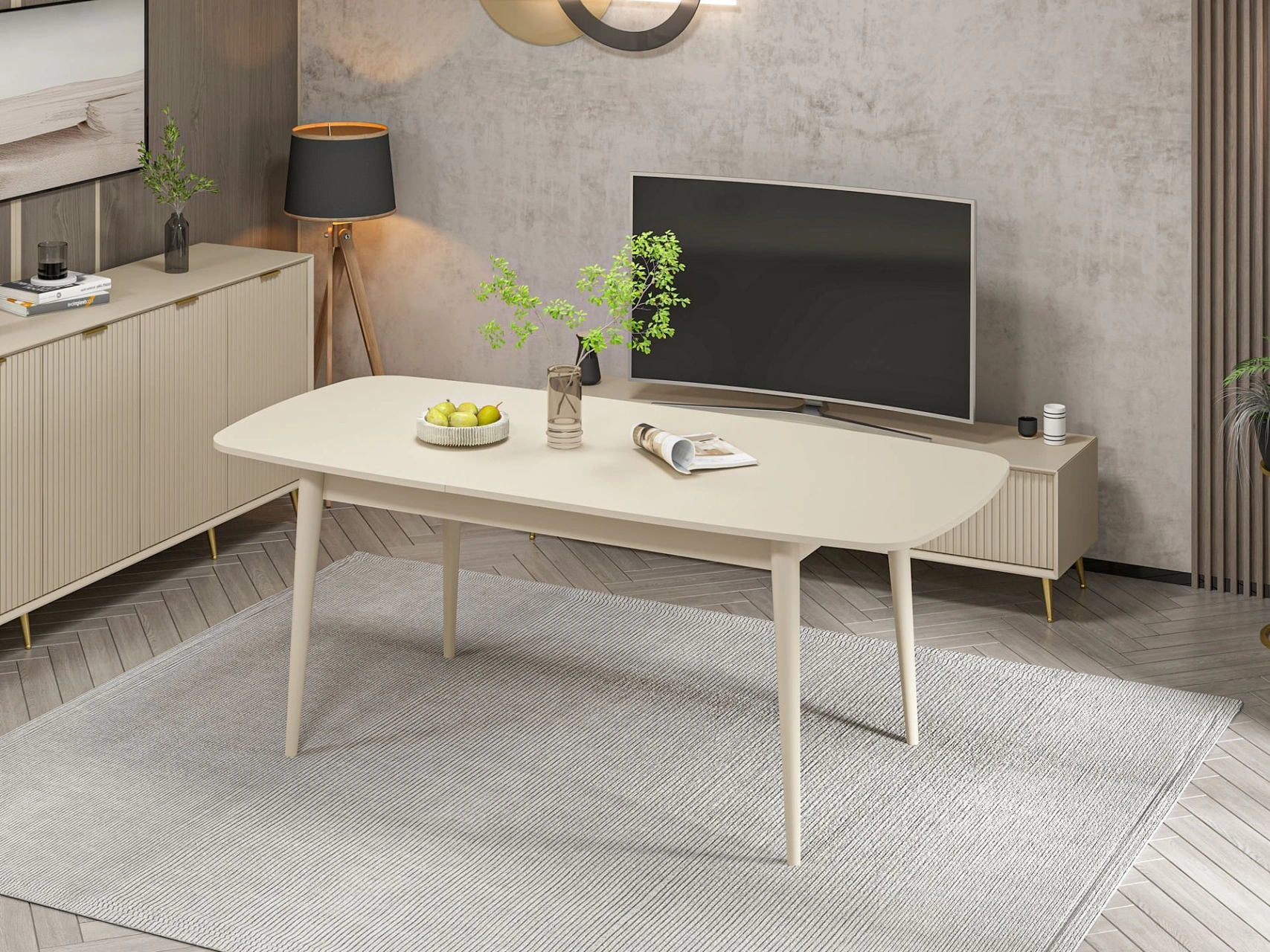 Kale Luxe Açılır Yemek Masası - Kumtaşı Bej