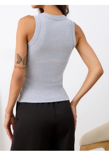 Lilia Abbasova Grundlegende Nervürlü Atlet Üst 436505531 Gri