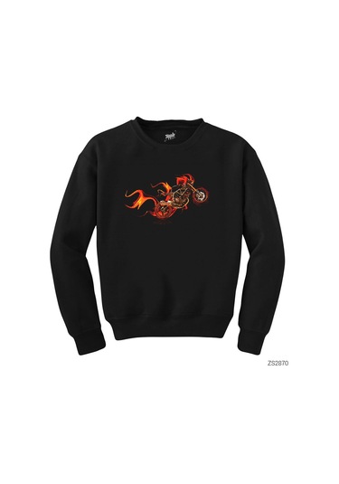 Fire Motorcyle Siyah Sweatshirt Siyah