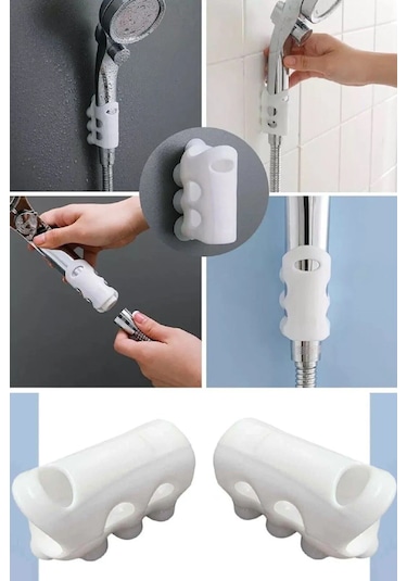 Tineke Vantuzlu Duş Başlığı Tutacağı Silikon Vantuzlu Fiskiye Beyaz