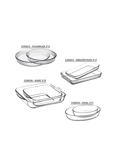 Paşabahçe Borcam Çeyiz Tepsi Seti 8 Parça Fırın Kabı