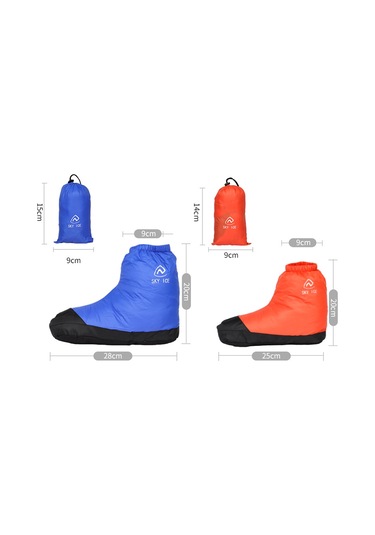 Xindoker Kışlık Isı Sağlayan Su Geçirmez Dışarıda/içeride Kullanıma Uygun Kaymaz Tabanlı Beyaz Ördek Yünlü Ayaklıklar - Mavi L Boy Mavi