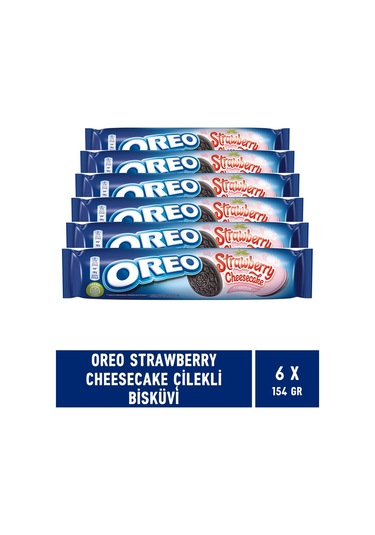 Oreo Strawberry Cheesecake Çilekli Bisküvi 6 x 154 G