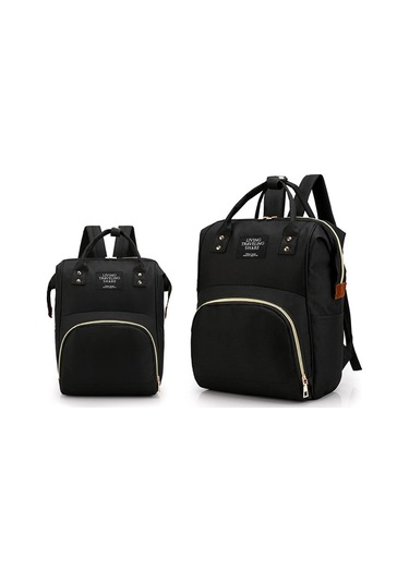 Jialan Sırt Çantası Mumya Büyük Kapasiteli Çanta Anne Bebek Çok Siyah