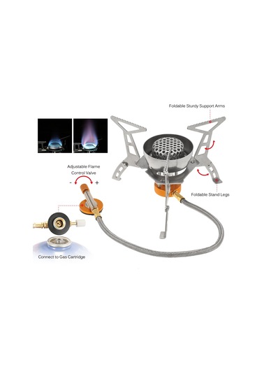 Geeksen "3200w Taşınabilir Rüzgara Dayanıklı Kamp Ocağı - 9 Plakalı Rüzgarlık İle Outdoor Pişirme" Gümüş