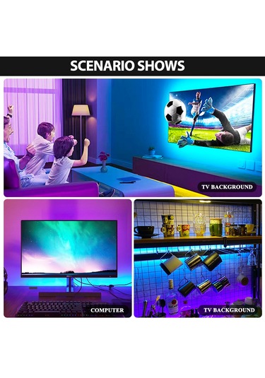 Fosenze Rgb Led Işık Şeridi 3 Metre 60 Led/m 24 Tuşlu Pili Kumanda 5v Tv Arka Plan Dekor Su Geçirmez Değil