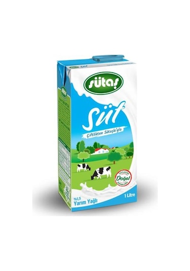 Sütaş Yarım Yağlı Süt 1 L