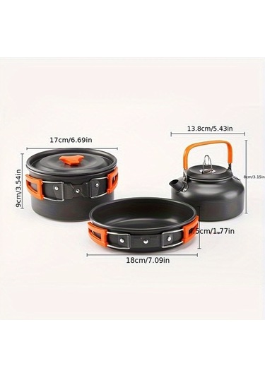Besthome1 Yapışmaz Tencere Seti, Kamp Su Isıtıcısı, Katlanır Pişirme Seti Siyah Siyah