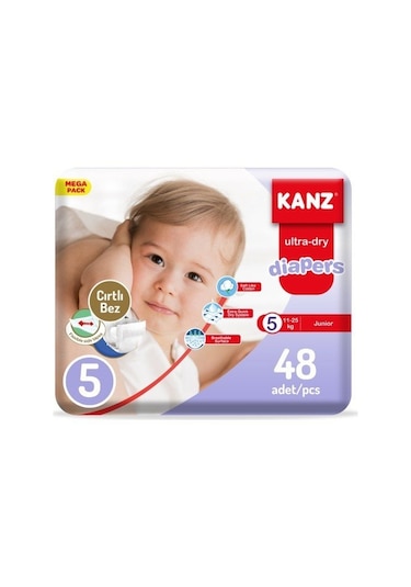Kanz Ultra-Dry Diapers Bebek Bezi 5 Numara Junior Mega Paket 48 Adet