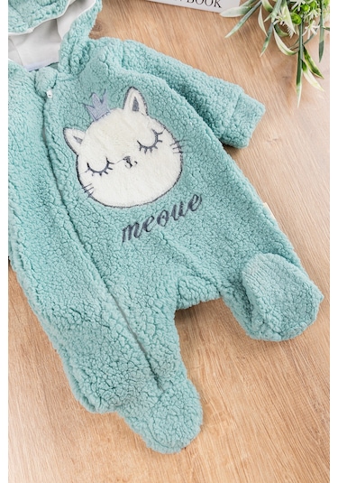 Babymod Kedi Figürlü Peluş Welsoft Kız/erkek Bebek Tulum Yeşil
