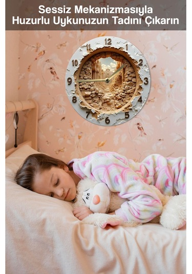 Sessiz Yuvarlak Ahşap Duvar Saati, Kuvars Hareketli 3d Görünümlü 2d Saat Sdw077 Renkli