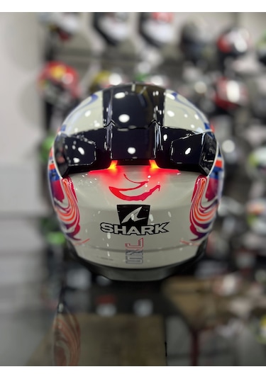 +1 Mavi Vizör + Shark Skwal İ3 Zarco Gp Ledli Kapalı Kask Beyaz - Mavi