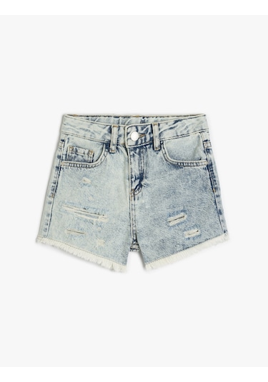 Koton Pamuklu Basic Denim Şort Lıght Indıgo 5skg40036ad Açık Mavi