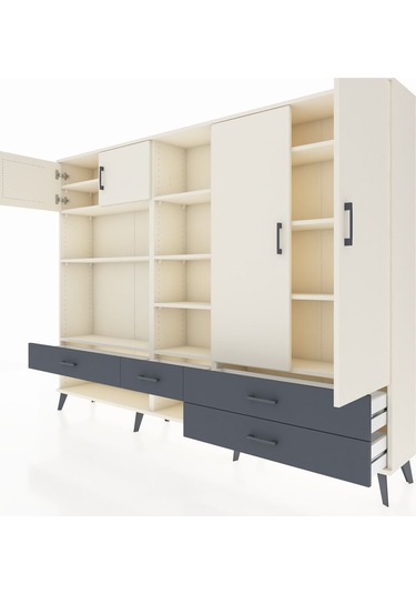 Arges Dolap 12 Raflı 4 Çekmeceli 4 Kapaklı 220x30x163 Aytaşı-ayta Aytaşı-aytaşı/antrasit